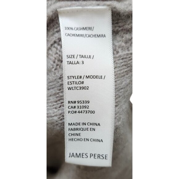 James Perse 100% Cashmere Cable Knit Sweater Women’s Size 3 Gray Luxury Pullover - Picture 6 of 11